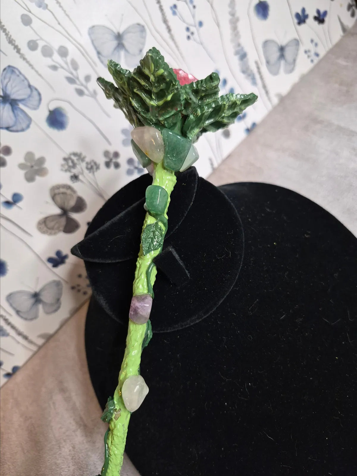 MW07, MAGICAL COLLECTION, Wand, Rose Magic, just under 9", w/Amathyst, Rose Quartz, & Aventurine, Cosplay, Renfest, Witch, Warlock, Harry Potter Party