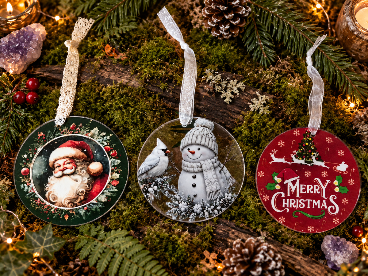 Christmas Ornament, Clear Acrylic UV DTF