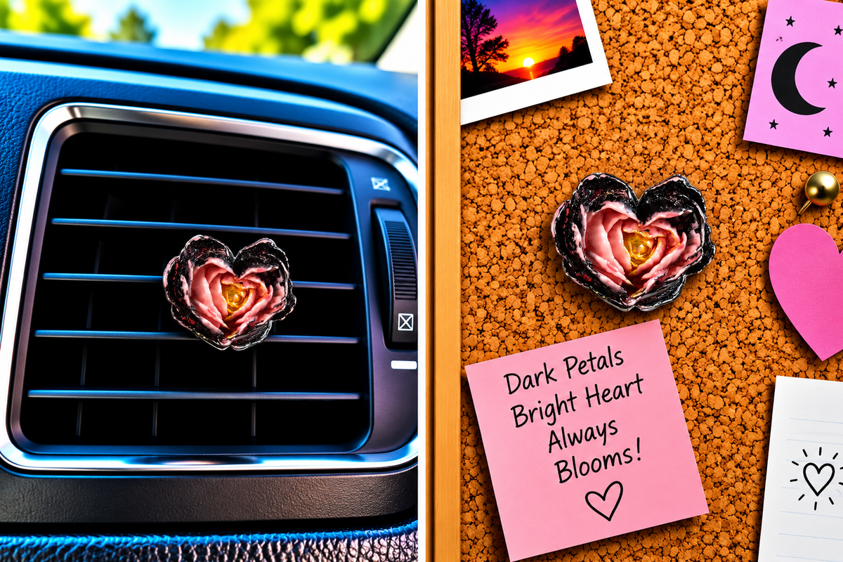 MMM35, Mix & Match Magnetics, Pink & Black Rose Magnet