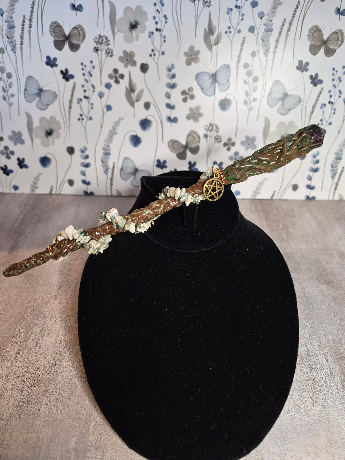 MW17, Magical Collection, Wand, Moss Agate Wand Approx 10" , Cosplay, Ren fest. Witch, Warlock, Harry Potter Partry