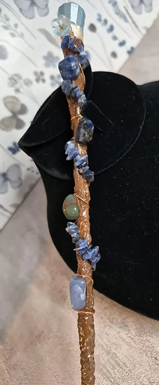 MW16, Magical Collection, Wand, Sodalite, Magic, Wand Approx 9", Cosplay, Ren fest. Witch, Warlock, Harry Potter Party