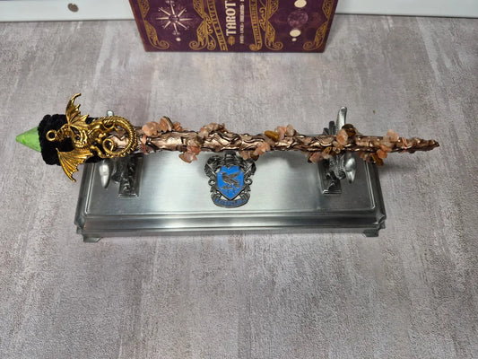 MW27 Dragon Wand Sunstone and Tigers Eye, 9"