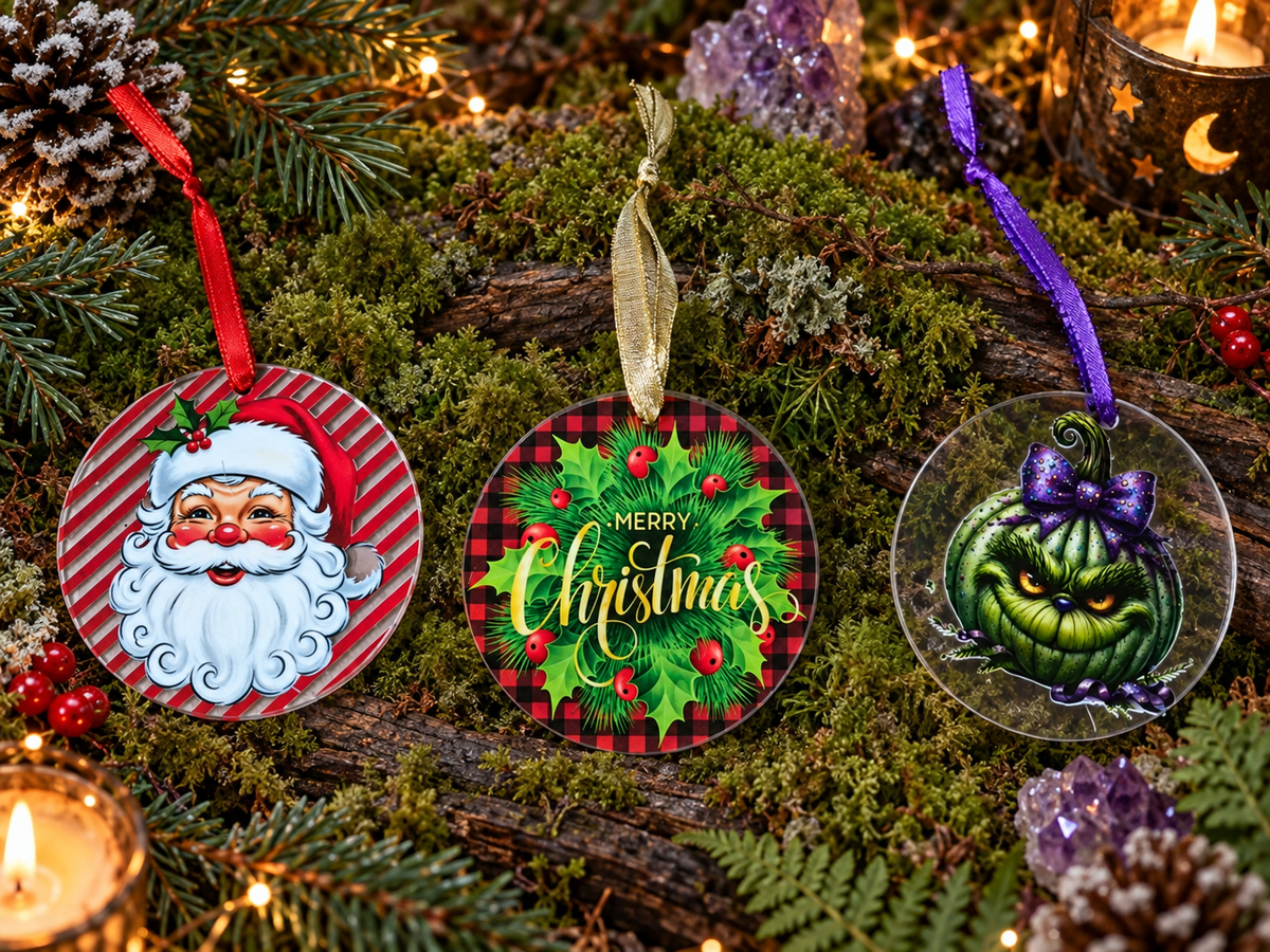 Christmas Ornament, Clear Acrylic UV DTF