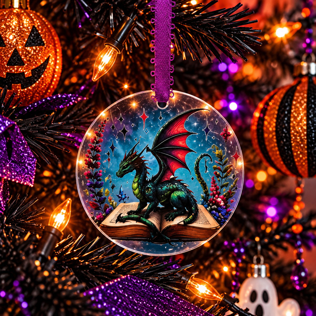 HO5,Halloween Ornament, Once Upon a Dragon