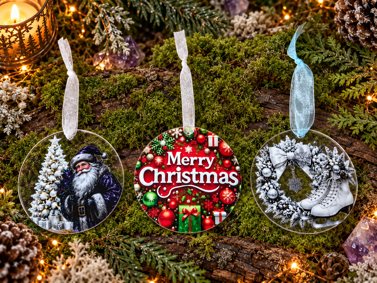 Christmas Ornament, Clear Acrylic UV DTF