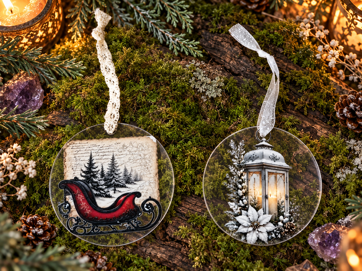 Christmas Ornament, Clear Acrylic UV DTF